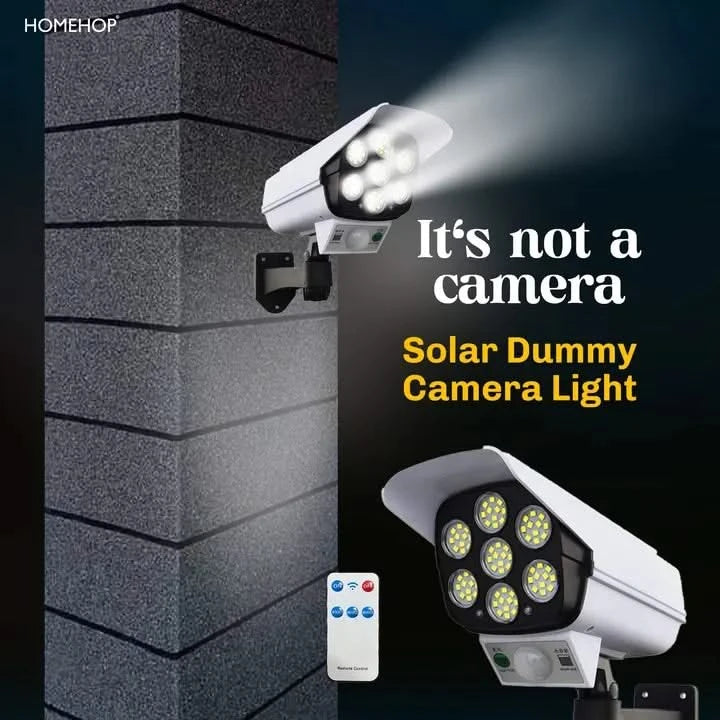 Solar Dummy Camera Shaped Outdoor Wall Lights With Motion Sensor Remote Control For Home, Garden (Waterproof, Cool White)