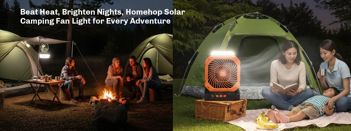 Beat Heat, Brighten Nights: Homehop Solar Camping Fan Light for Every Adventure