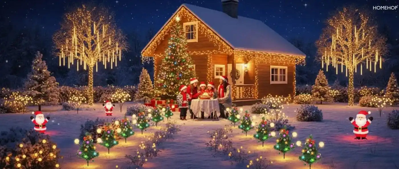 solar christmas tree lights outdoor waterproof