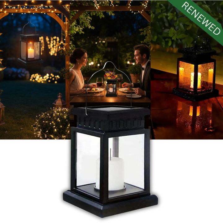 Solar Garden Lights Waterproof Candle Flame Hanging Decoration Lamp for Home,Tree , Patio, Tent, Table and Yard (Renewed)
