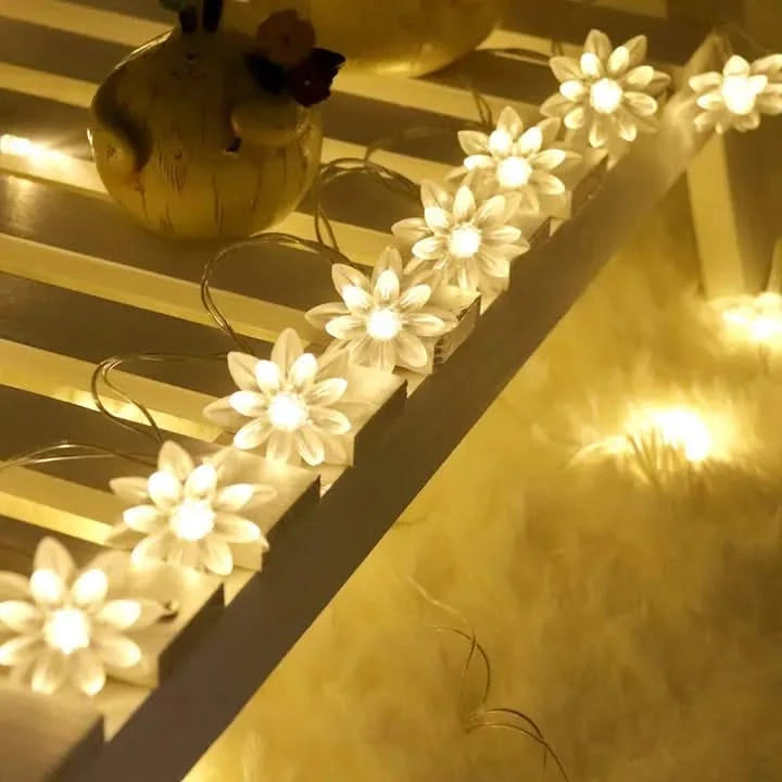 Lotus Light String Solar flower lights outdoor led decoration fairy lotus string light ...