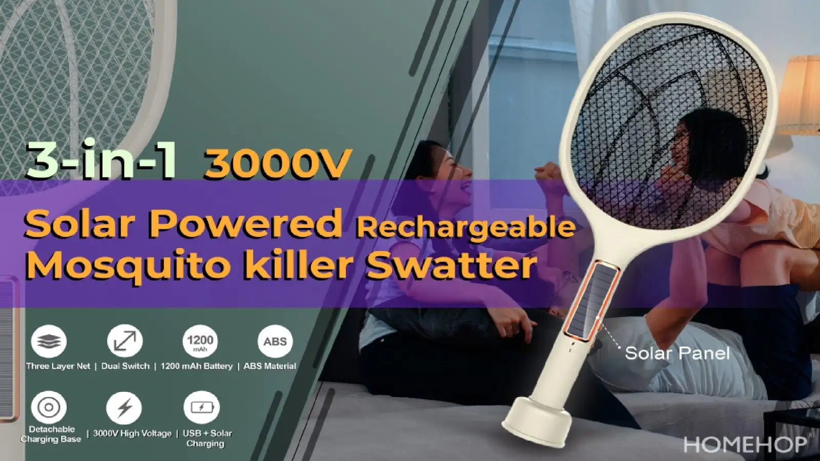 solar powered rechargeable mosquito killer machine racket bat