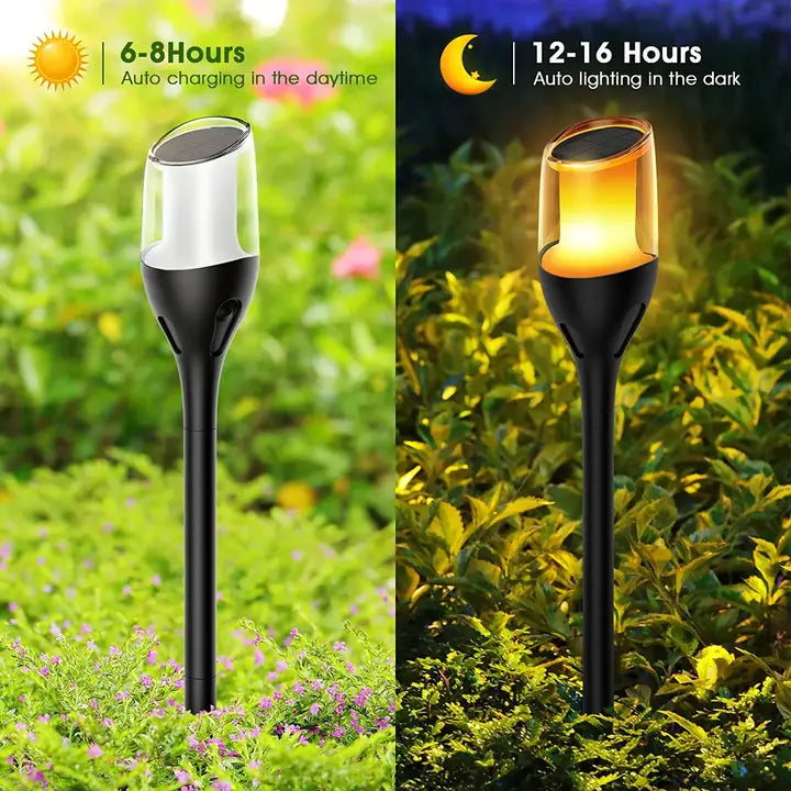 Solar Lights For Garden Home Outdoor Waterproof Mashaal Decoration Landscape Portable Light ( Warm , Pack of 4)