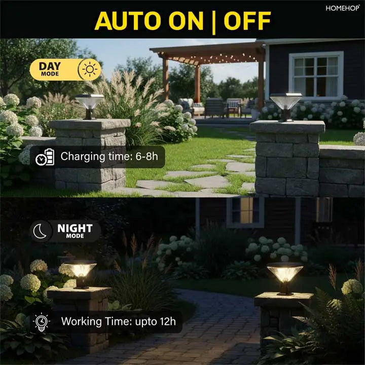 Solar gate lamps for home garden