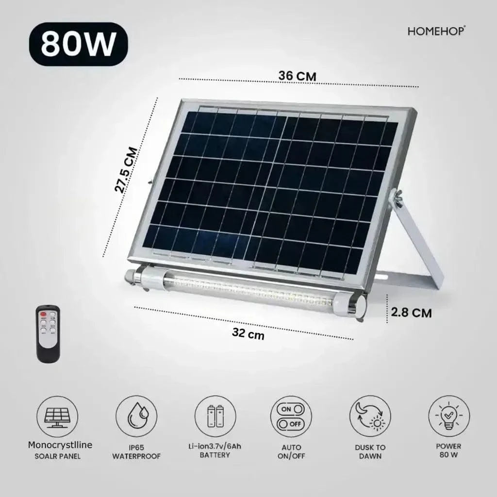 Solar Tube Light Outdoor Indoor Waterproof Wall Lamp for Balcony, Terrace With Panel & Remote ( 80W, Cool White ) - HOMEHOP®