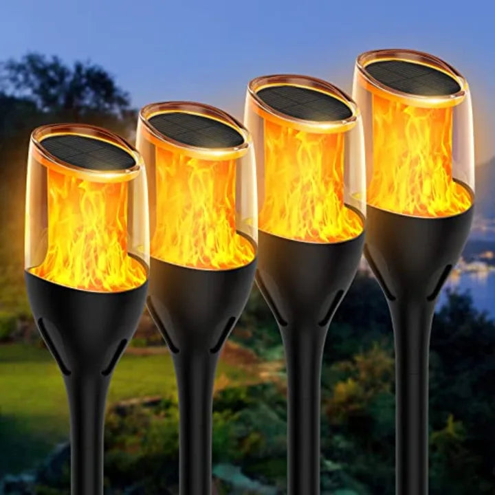 Solar Lights For Garden Home Outdoor Waterproof Mashaal Decoration Landscape Portable Light ( Warm , Pack of 4)