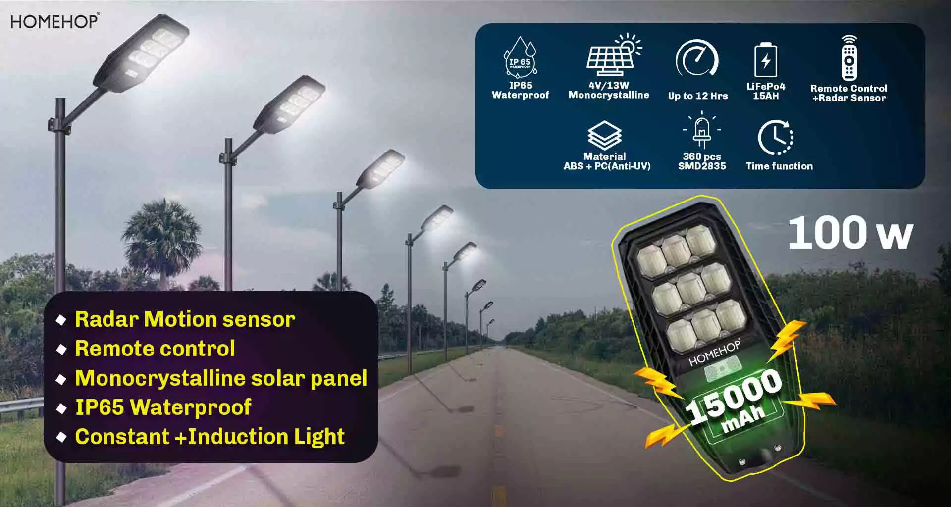 Automatic solar street light outdoor waterproof road lights – HOMEHOP®