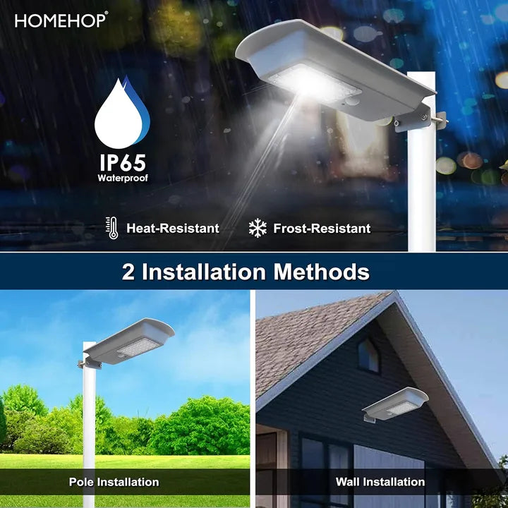 All in One Solar Street Light Waterproof Integrated Wall Lamp for Home, Garden, Outdoor (80W, Grey)