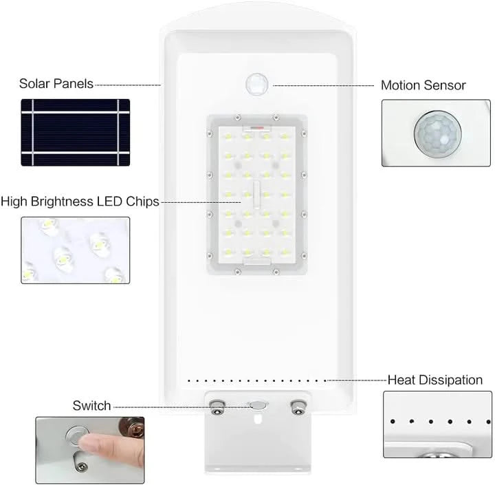 Solar LED Street Light Outdoor 80W Waterproof Lamp For Home, Garden With Remote Control (Renewed)