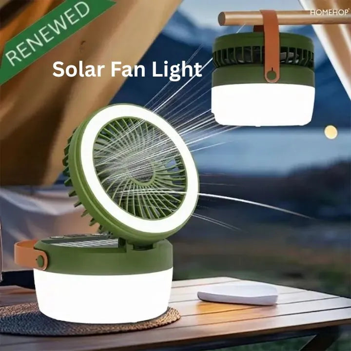 Emergency Light Camping Fan Rechargeable Portable LED Lantern Bright Lighting Perfect for Camping, Travel, Hiking, Indoor and Outdoor Use (Renewed)