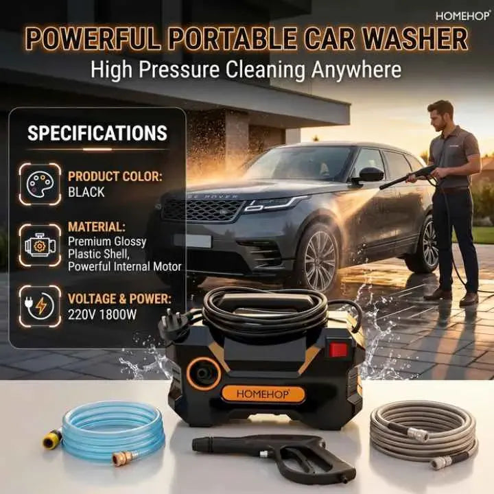 Portable High Pressure Washer Machine with Water Pump and Spray Motor for Bike, Car, Garden, Tank, Outdoor Floor Cleaning, Patio Washing & Home Use