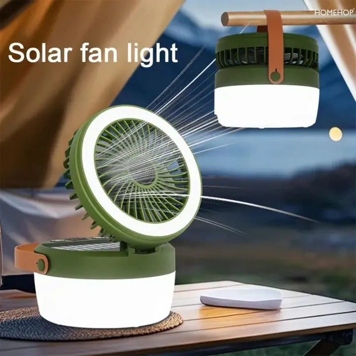 Solar Fan Camping Light Led with USB and Portable and Mobile Charger Lamp for Home, Tent and Indoor Use