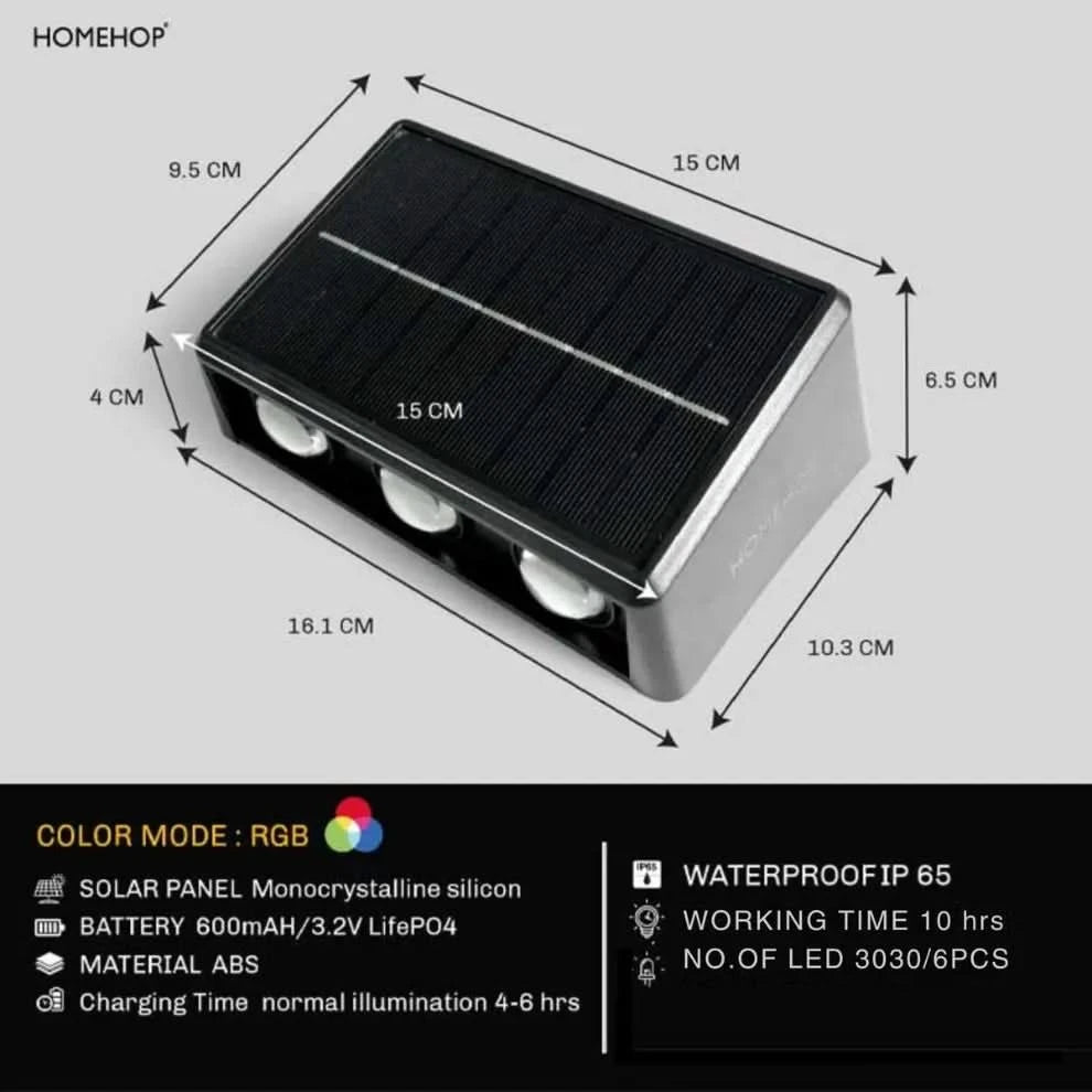 Solar Wall Lights Outdoor Waterproof Garden Lights for Home and Pathways