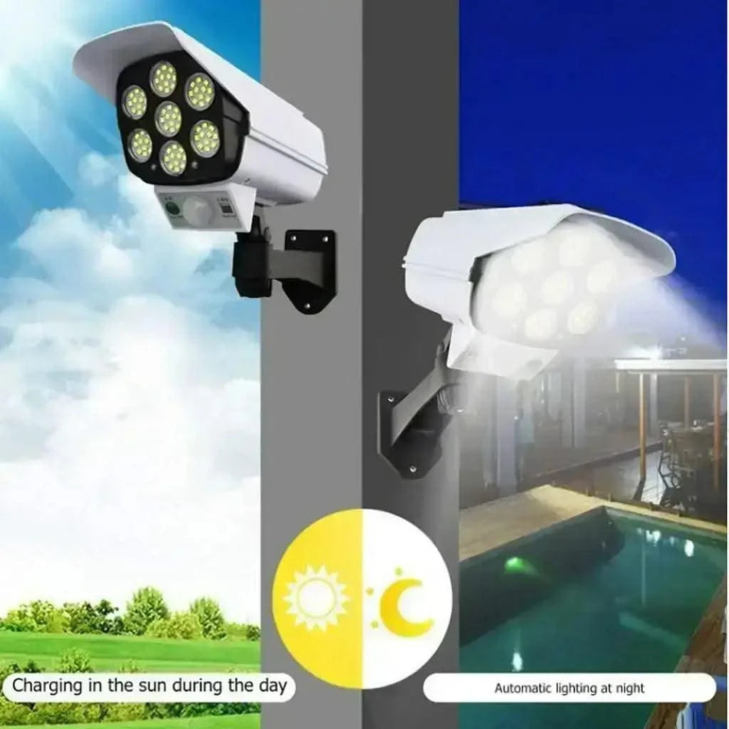 Solar Dummy Camera Shaped Outdoor Wall Lights With Motion Sensor & Remote Control For Home, Garden (Waterproof, Cool White) - HOMEHOP®