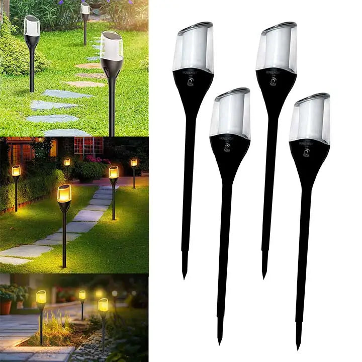 Solar Lights For Garden Home Outdoor Waterproof Mashaal Decoration Landscape Portable Light ( Warm , Pack of 4)