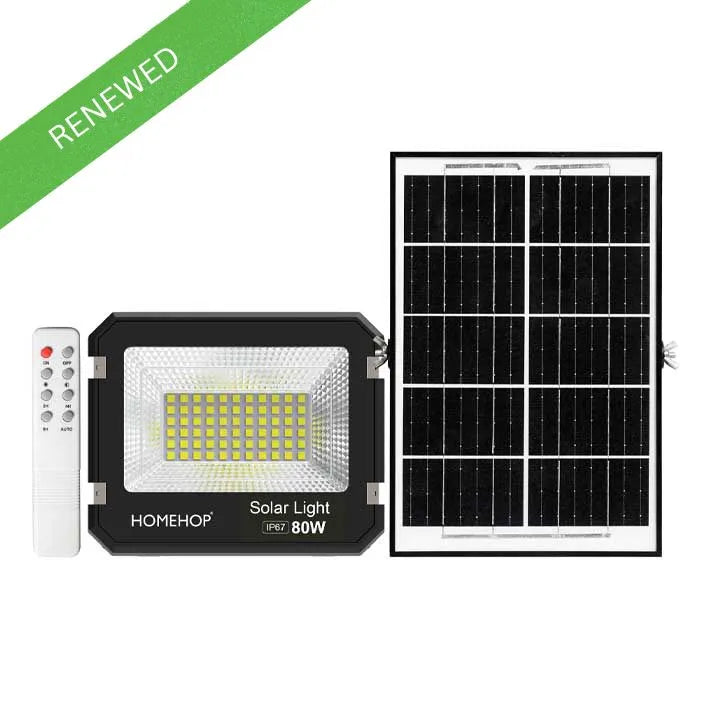 Solar Flood Light for Outdoor 80W  Wireless Led with Remote for Home, Patios ( Renewed)