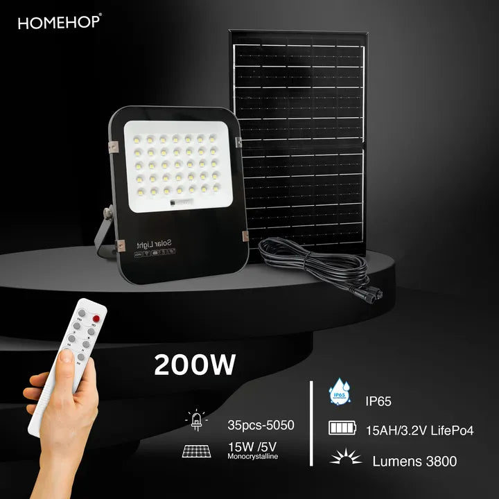 Solar Automatic LED Waterproof 200W Flood light with Remote for Home & Garden