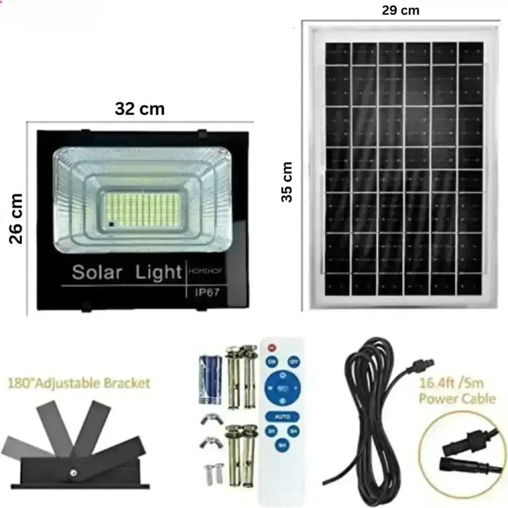 100W Solar LED Flood Light Outdoor Waterproof Lamp For Home, Garden, Wall, Patio (205 Led's,Cool White) - HOMEHOP®