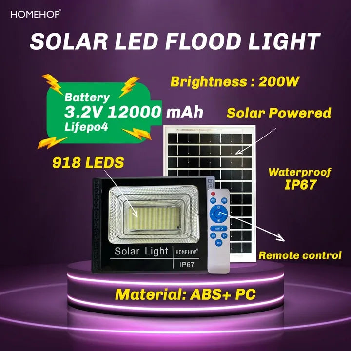 200W Floodlight LED Solar Light Garden Waterproof lamp for Home, Outdoor, Garden (Cool White)(Renewed)