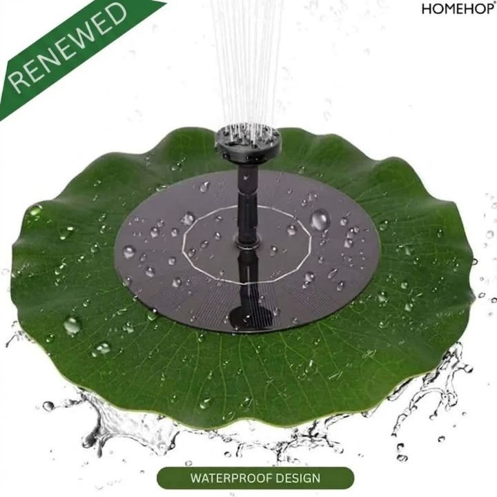 Solar Water Fountain with Portable Automatic Floating Lotus Leaf Pump for Outdoor Gardens, Bird Baths, Pools, Ponds And  Fish Aquarium Tanks (Renewed)