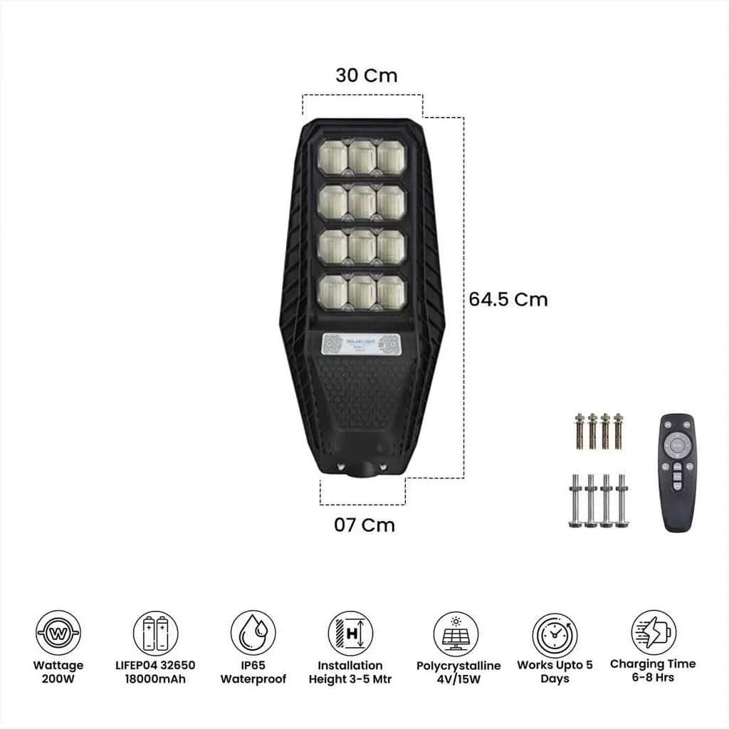 Solar LED Automatic Street Light Waterproof for Outdoor, Home & Garden with Remote Control ,Refurbished (200W) - HOMEHOP®