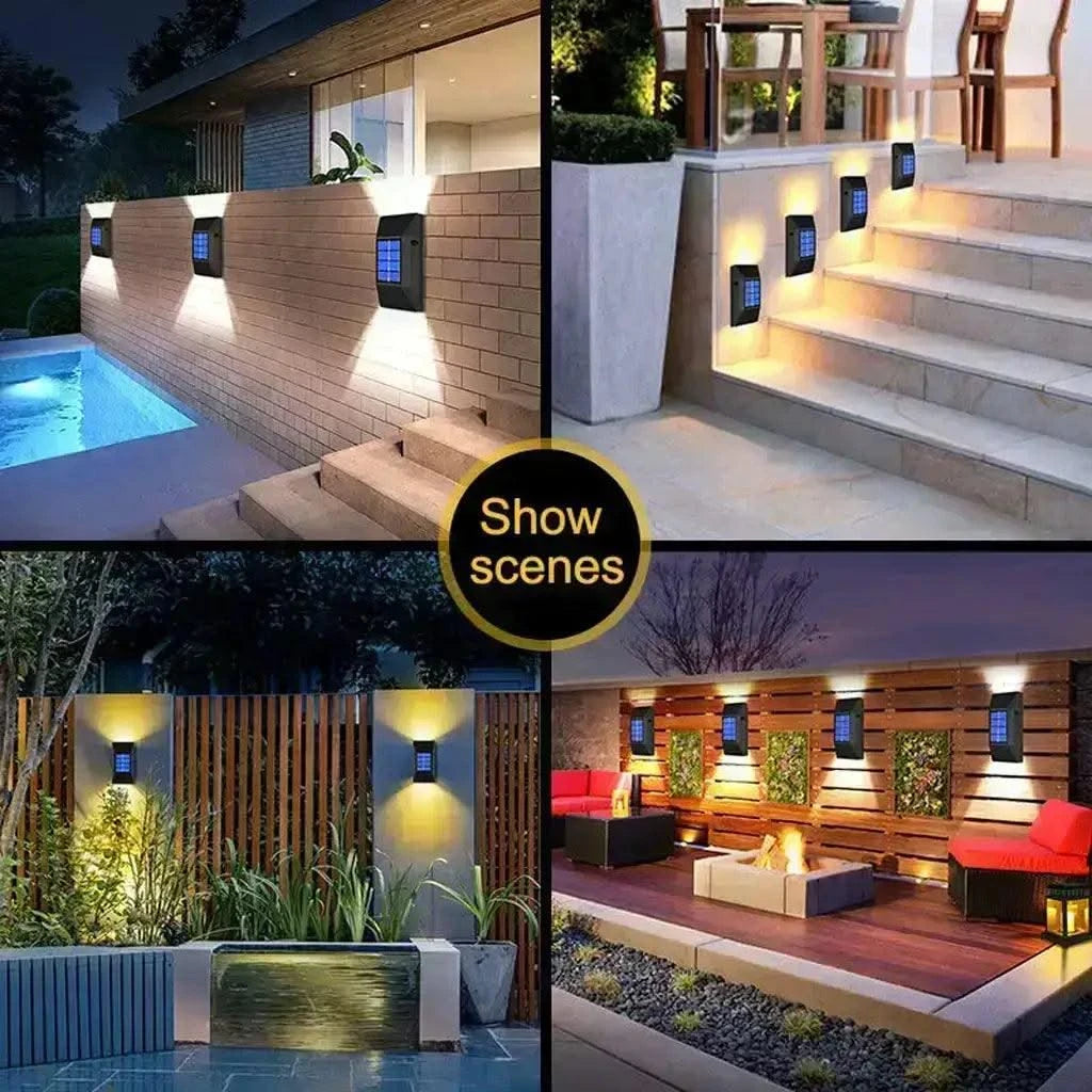 Solar LED Outdoor Wall Lights Garden Wall Lamp Waterproof For Balcony, Home, Patio, Terrace (Warm light) - HOMEHOP®