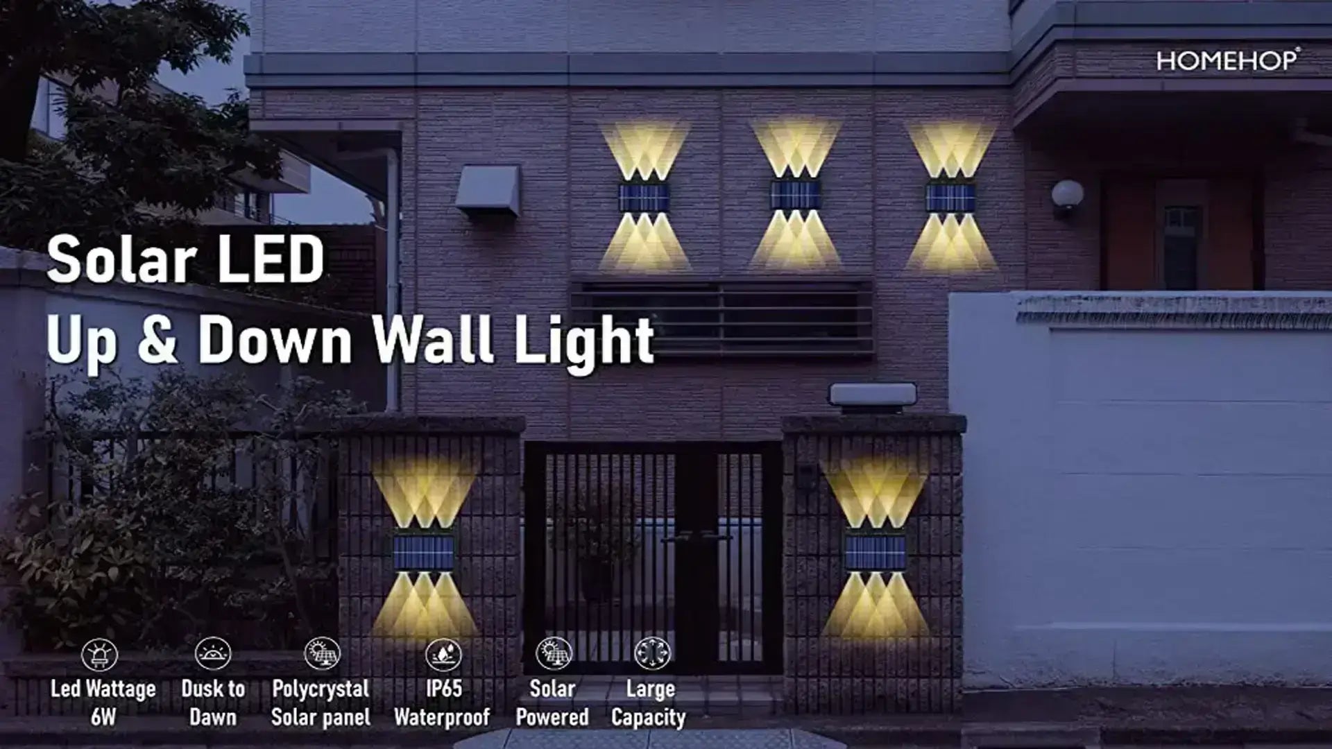 Solar up & down light - waterproof led garden wall lights for outdoor ...