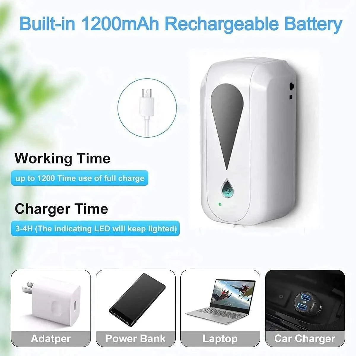 Rechargeable Automatic Hand Sanitizer Machine Dispenser with ABS Plastic 1200ml. - HOMEHOP®