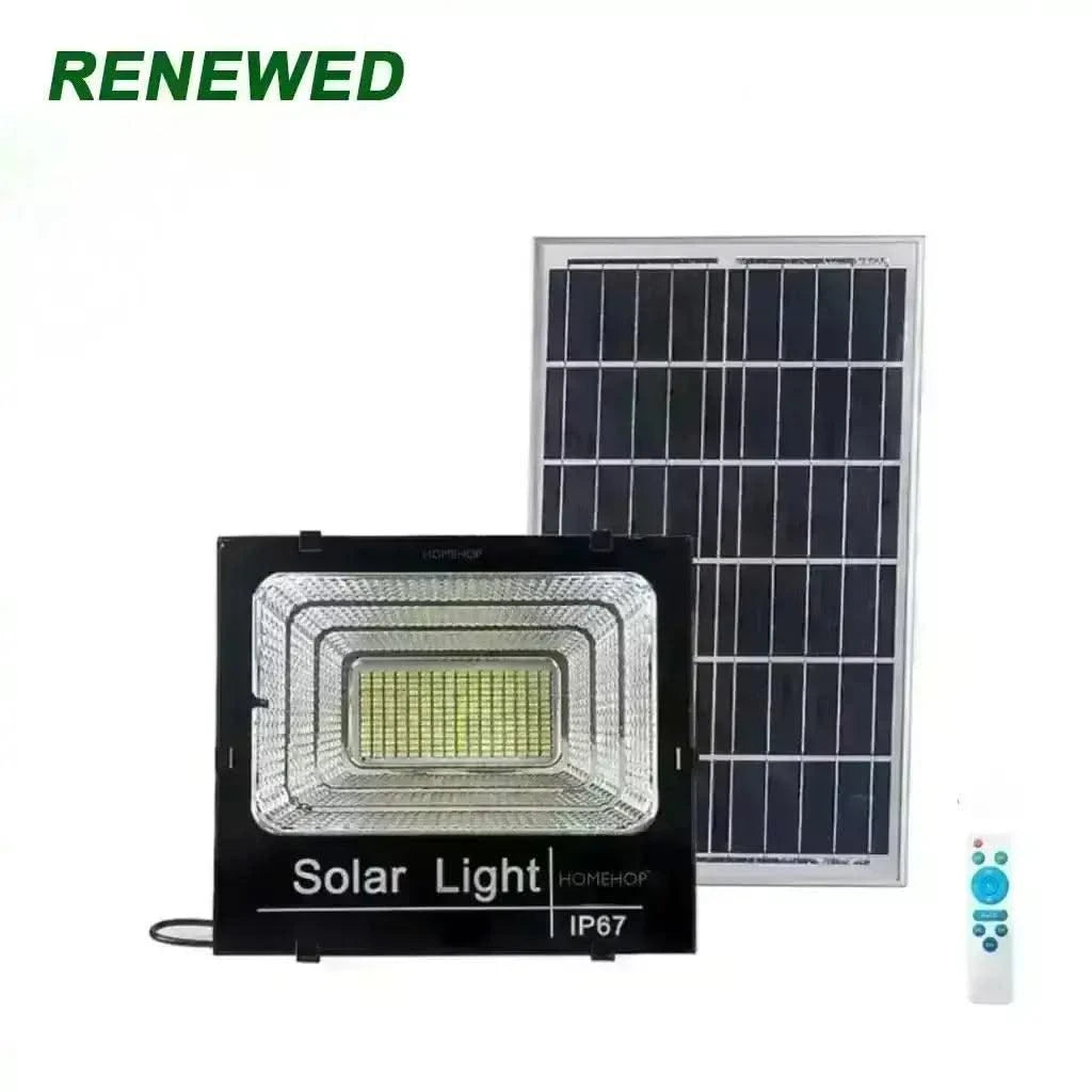 Solar Powered 100 Watt Flood Light Waterproof LED Focus Lights For Home, Outdoor, Garden (Refurbished) - HOMEHOP®