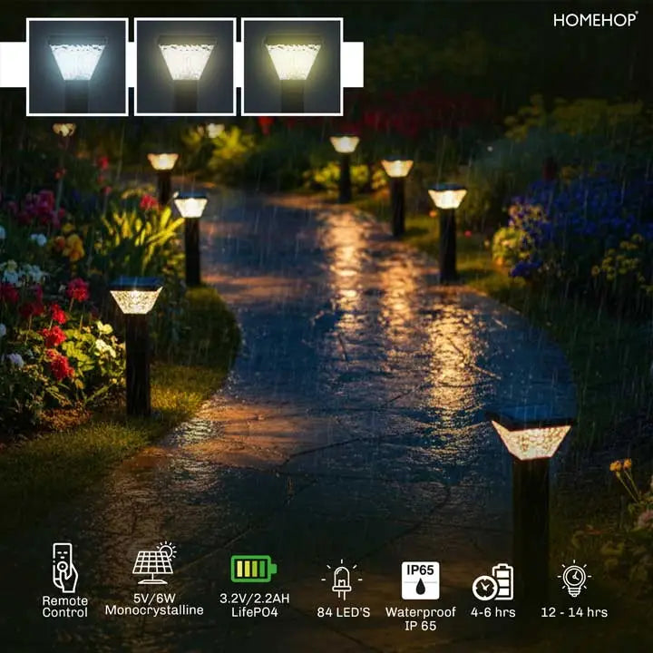 Solar Garden Lights Waterproof Automatic Pathway lamp for Outdoor Decoration with 3 Color Modes