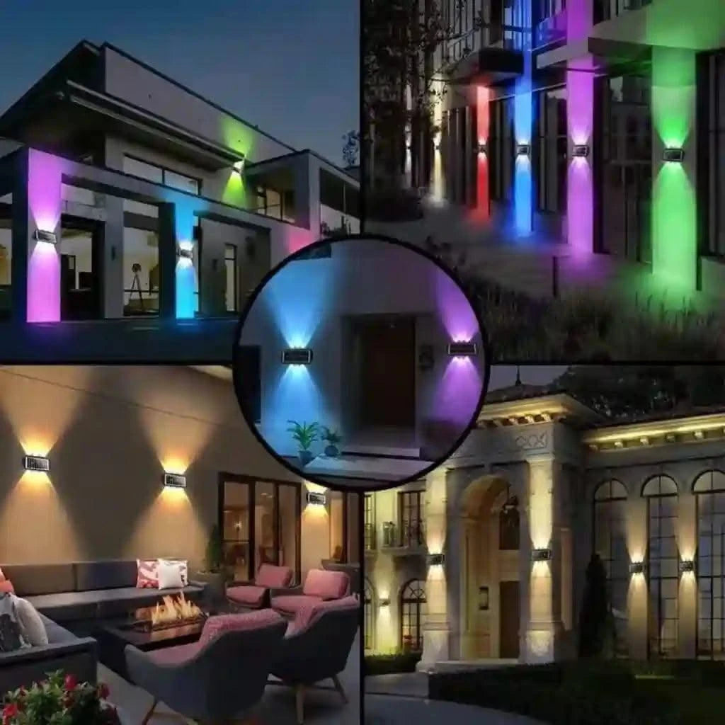 Solar Wall Lamp Outdoor LED Multicolour Decorative Light For Home and Garden ( Refurbished ) - HOMEHOP®