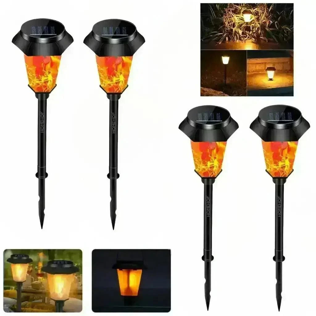 Solar LED Outdoor Lights Waterproof Portable Decoration Flame Light For Home, Garden, Patio, Yard (Warm, Pack of 4) - HOMEHOP®