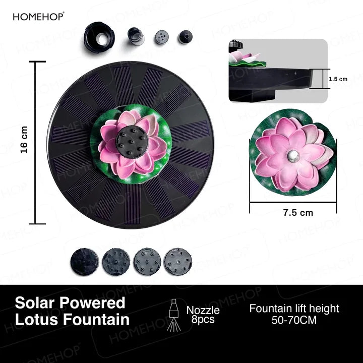 Solar Water Fountain Artificial Floating Lotus Flower Pump for Fish Pond Garden and Outdoor Pool Decor