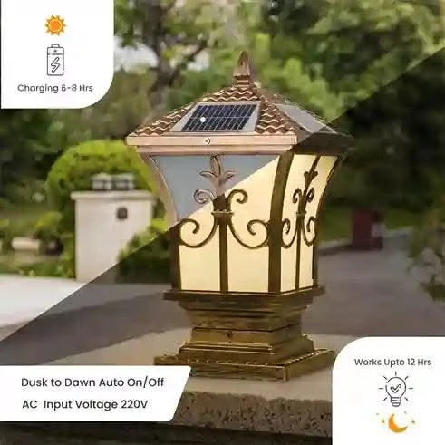 Solar Outdoor Gate Lamp Perfect Illumination with Modern LED Frontgate Pillar Light for Home, Garden and Outdoor (Refurbished) - HOMEHOP®