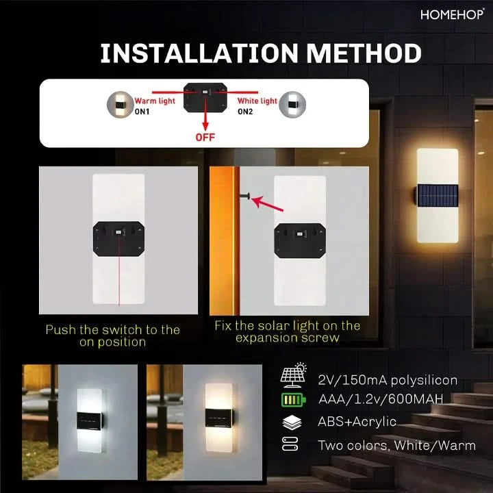 Solar Decorative Wall Lamp for Home Garden and Pathway