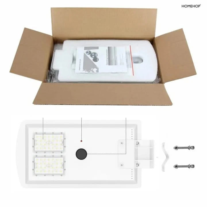 Solar LED Street Light Outdoor Lighting 250W Motion Sensor Lamp For Home And Garden With Remote Control (Renewed)