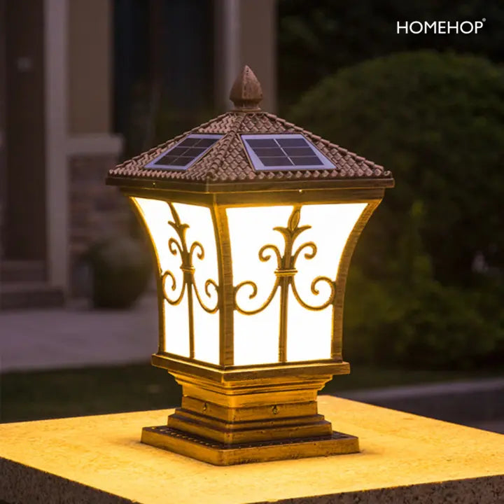 Solar Gate Light AC Powered Antique Wall Lamp Waterproof for Home Garden Outdoor, Multi Color with Remote