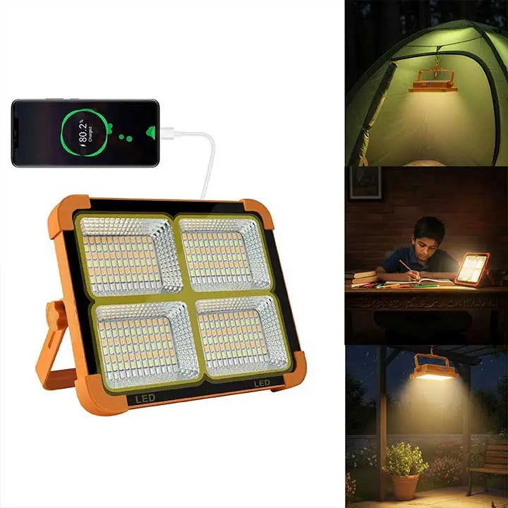 Solar Portable 100W Rechargeable Led Light For Home, Garden, Outdoor And Indoor