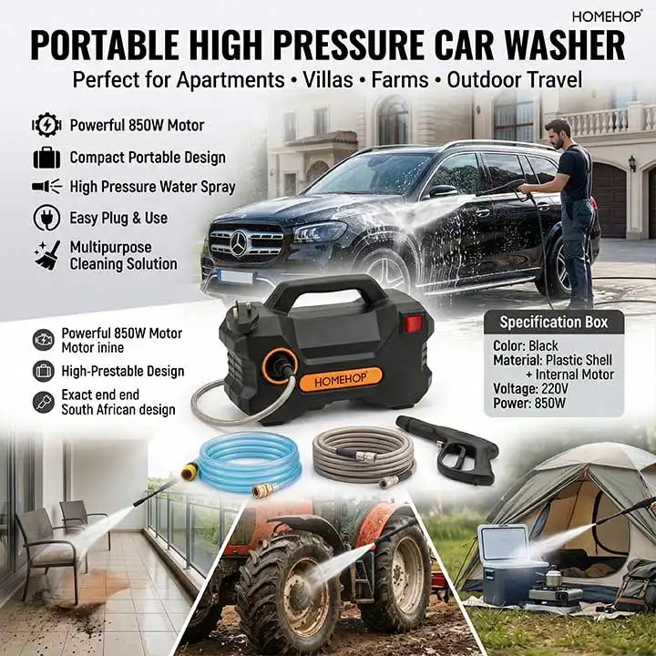Electric Water Pump Portable Pressure Washer with Car Cleaner Support for Quick Washing, Strong Spray Flow and Easy Outdoor Cleaning Use