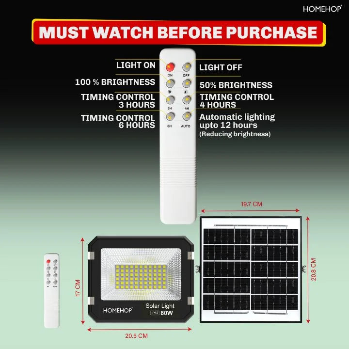 Solar Flood Light Outdoor Wireless Lamp Light with Remote for Exterior Home