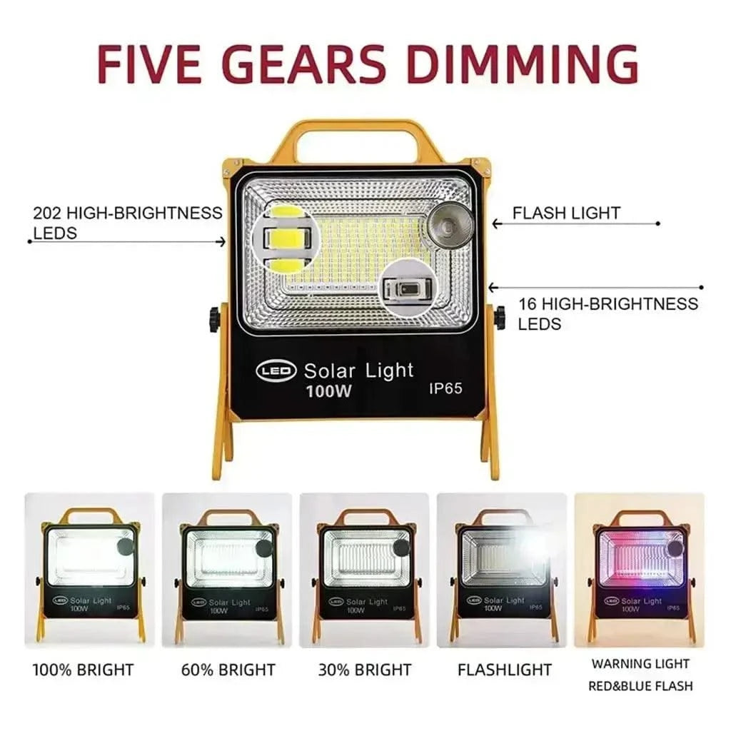 Solar Emergency Rechargeable Portable Flood Lights For Home Outdoor Garden Waterproof Camping Lamp (Cool White) - HOMEHOP®