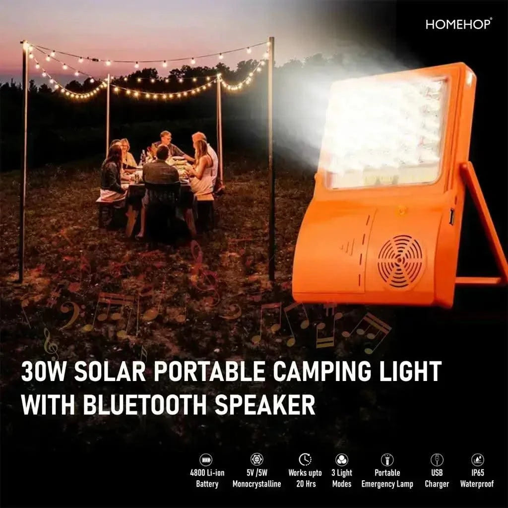 Solar Charging Light For Home Portable Lamp With USB Mobile Charger And Bluetooth Speaker (Waterproof) - HOMEHOP®