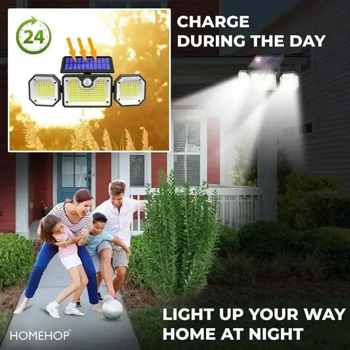 Solar Lights With Motion Sensor Outdoor Waterproof LED Wall Light For Home Security (Cool White) - HOMEHOP®