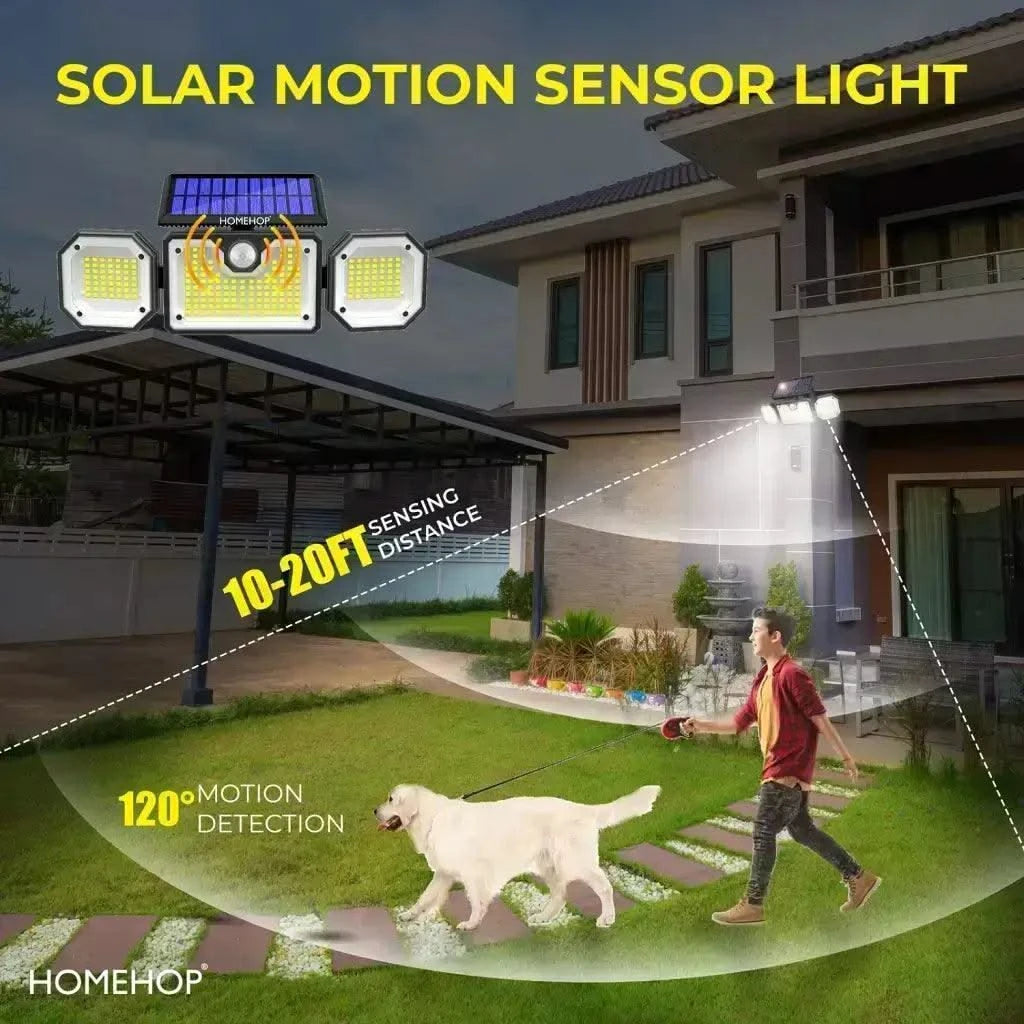 Solar Lights With Motion Sensor Outdoor Waterproof LED Wall Light For Home Security (Cool White) - HOMEHOP®