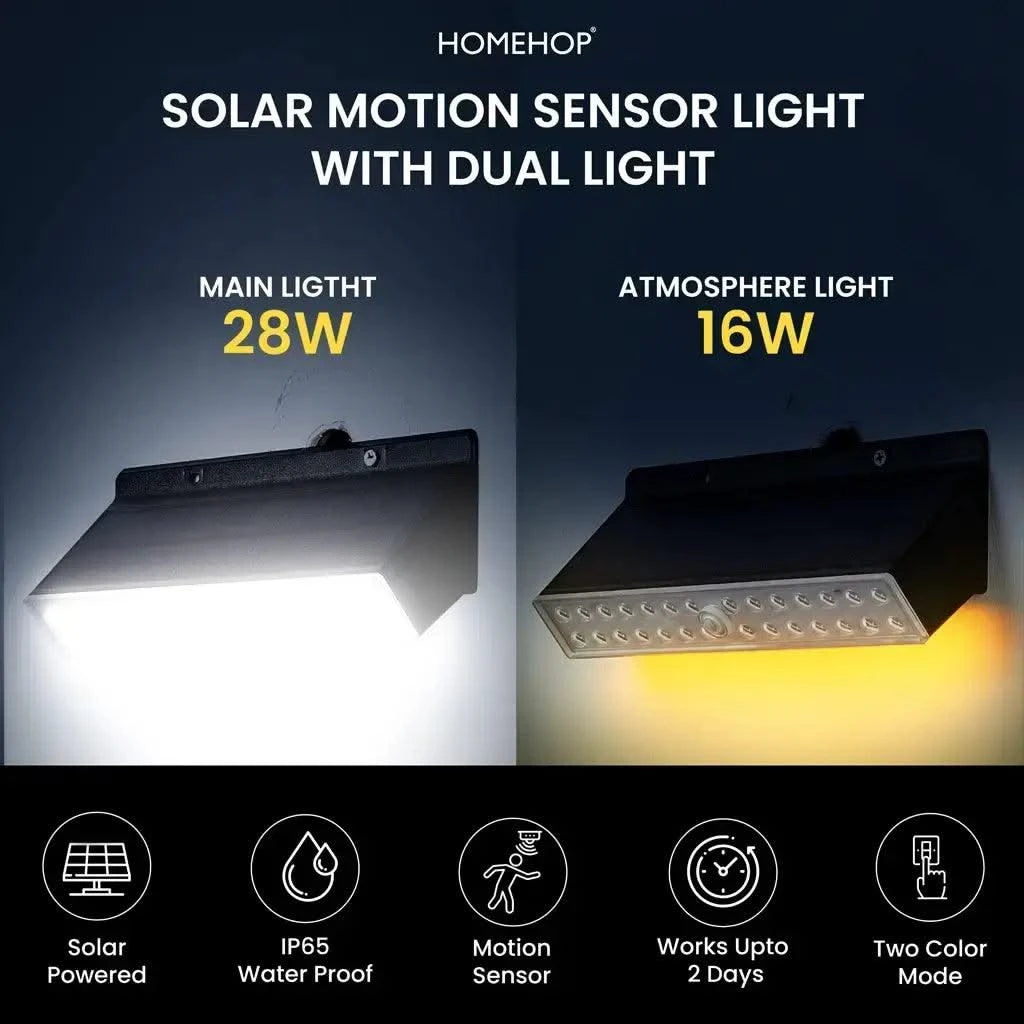 Solar Sensor Wall Light For Home, Garden, Outdoor Led Security Lamp with Motion Sensor (Waterproof , Cool & Warm) - HOMEHOP®