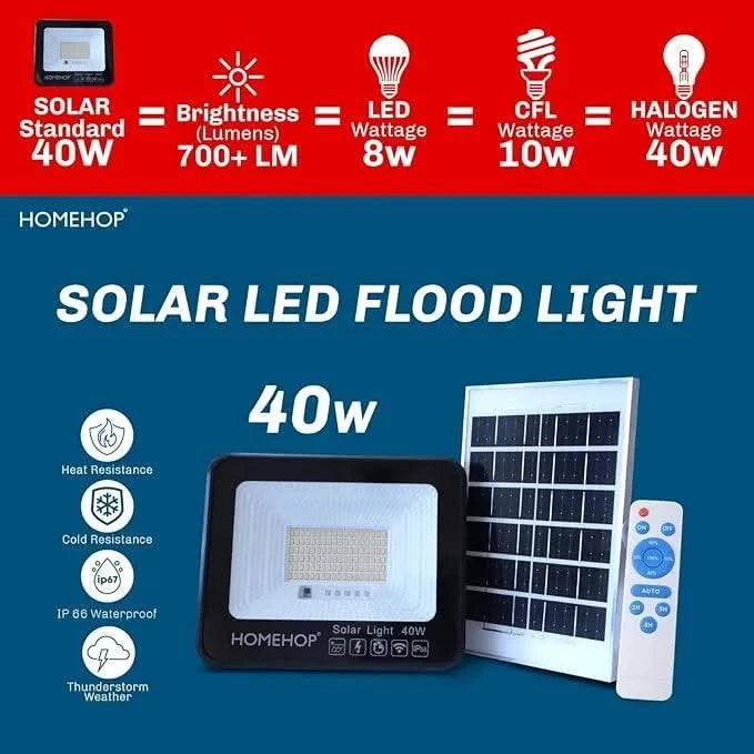 Solar outdoor LED automatic flood light With Remote for Home and Garden - HOMEHOP®