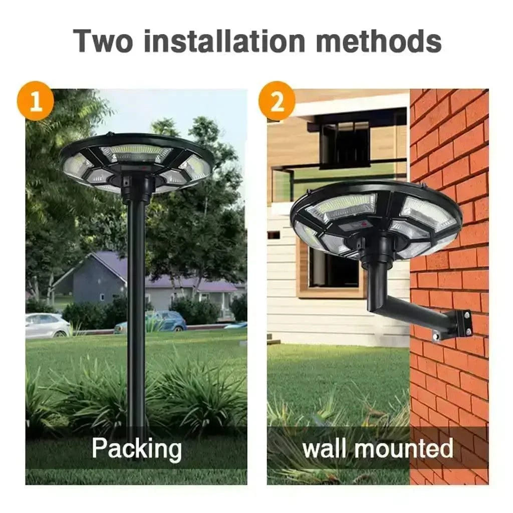 Solar Outdoor Light UFO Garden Pole And Wall Street Lights For Home, Yard, Farmhouses with Remote (150W, Cool White) - HOMEHOP®