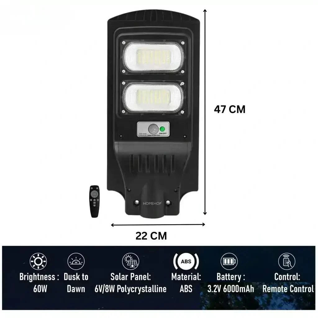 Solar LED Street Lighting waterproof with motion sensor for Home, Garden (60W, Remote Control) - HOMEHOP®