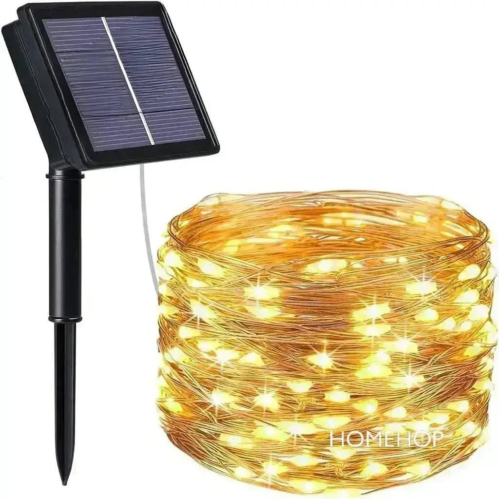 Solar Serial Lights for Decoration Waterproof LED Outdoor Lamp For Christmas Wedding Home Party (200 LEDS, Warm)(Refurbished) - HOMEHOP®