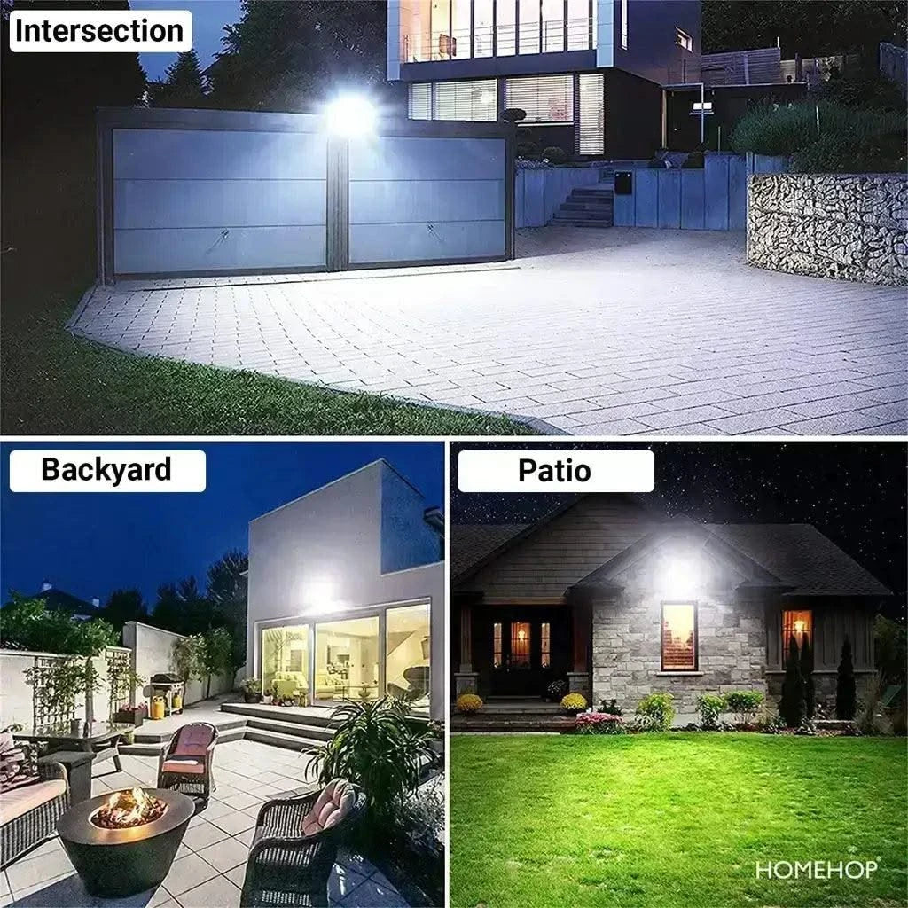 100W Solar LED Flood Light Outdoor Waterproof Lamp For Home, Garden, Wall, Patio (205 Led's,Cool White) - HOMEHOP®